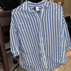 White and blue striped blouse from H&M